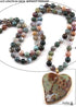 Boho Necklace, RH India Agated Green Heart Natural Stone